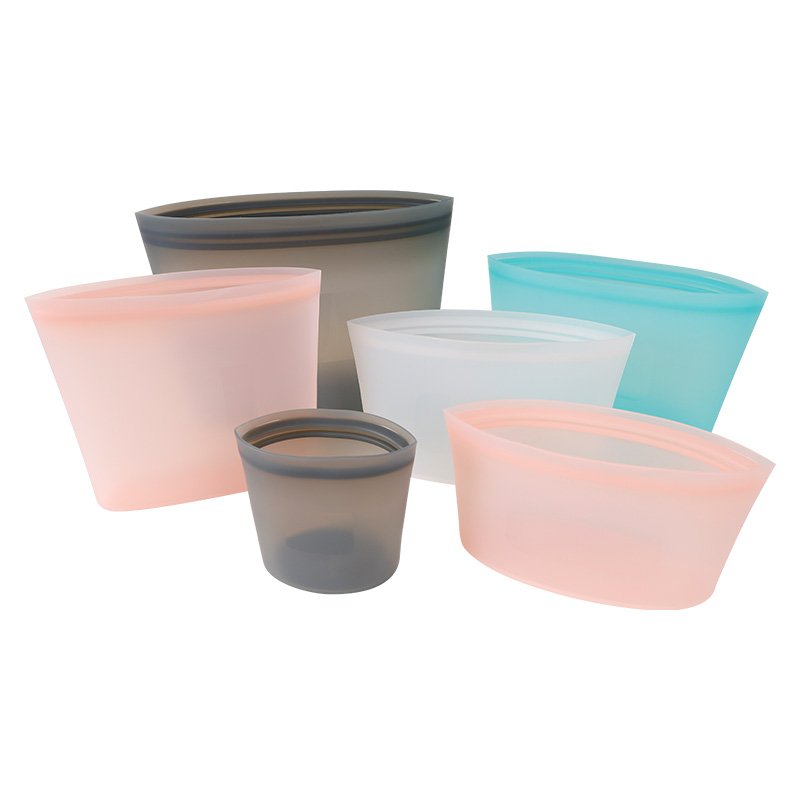 Eco-friendly Food Grade Freezer Fresh Leakproof Reusable Sandwich Container Stand Up Zip Lock Silicone Food Storage Bag Set