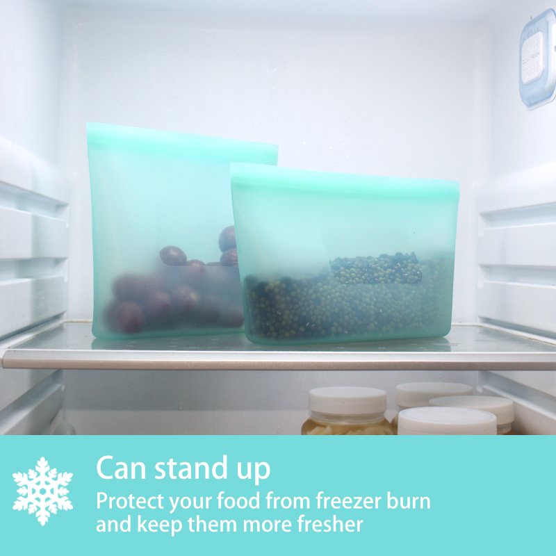 Eco-friendly Food Grade Freezer Fresh Leakproof Reusable Sandwich Container Stand Up Zip Lock Silicone Food Storage Bag Set