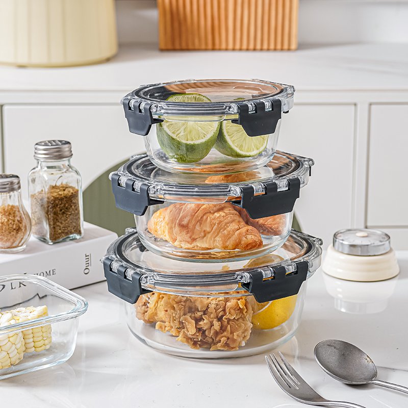 New Trend Food Storage Containers For Kitchen Organization Glass Lunch Container Leakproof Glass Meal Prep Containers With Lid