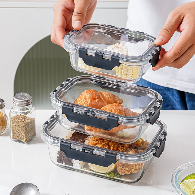 New Trend Food Storage Containers For Kitchen Organization Glass Lunch Container Leakproof Glass Meal Prep Containers With Lid