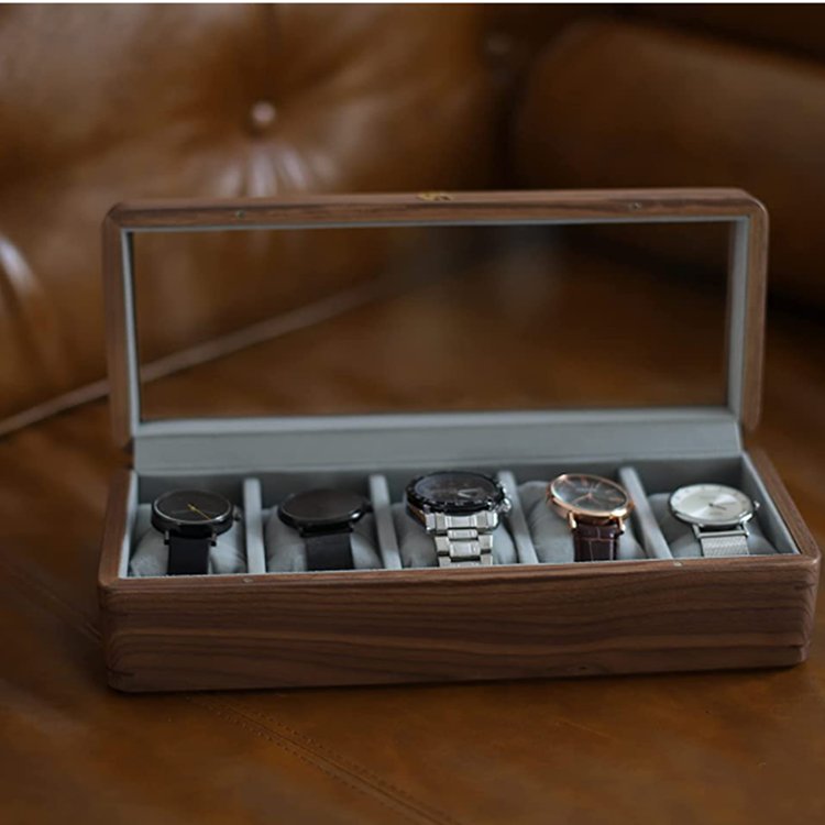 Modern minimalist wooden five slot watch storage display box wooden watch storage box