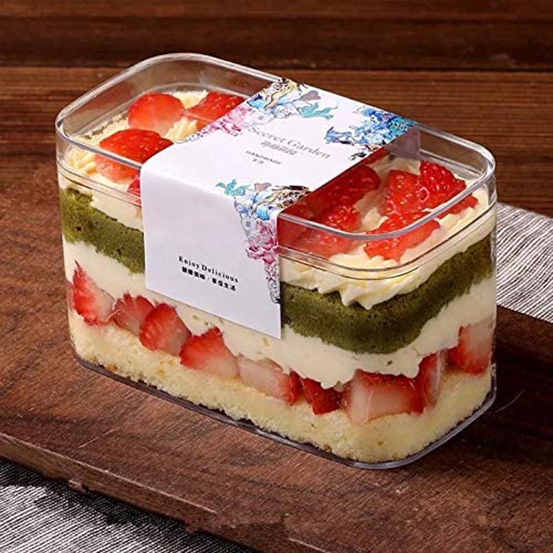Custom clear cake packaging container plastic dessert storage box with lid