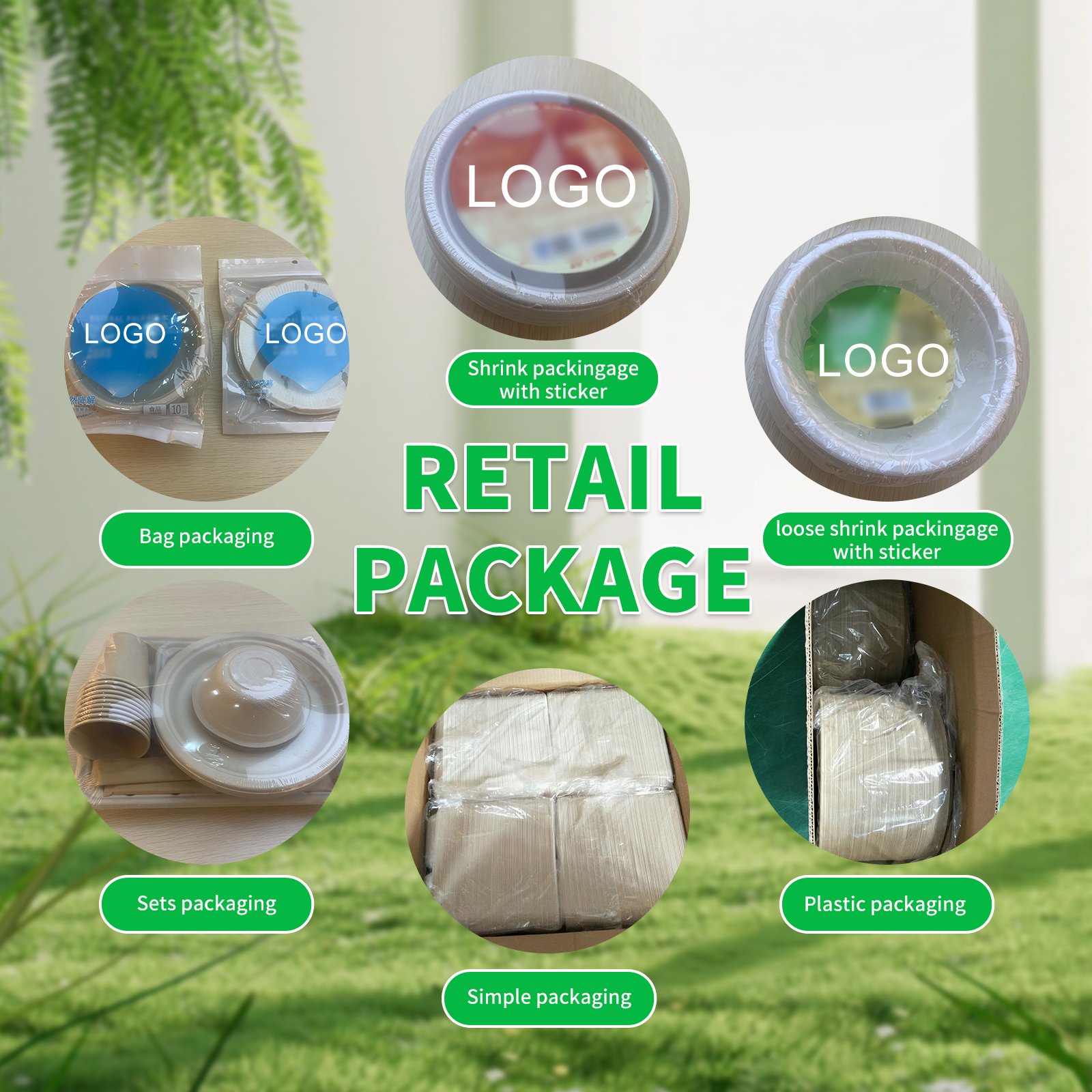 PFAS Free disposable tableware sugarcane bagass biodegradable food boxes 8''*6'' take away food container with lid