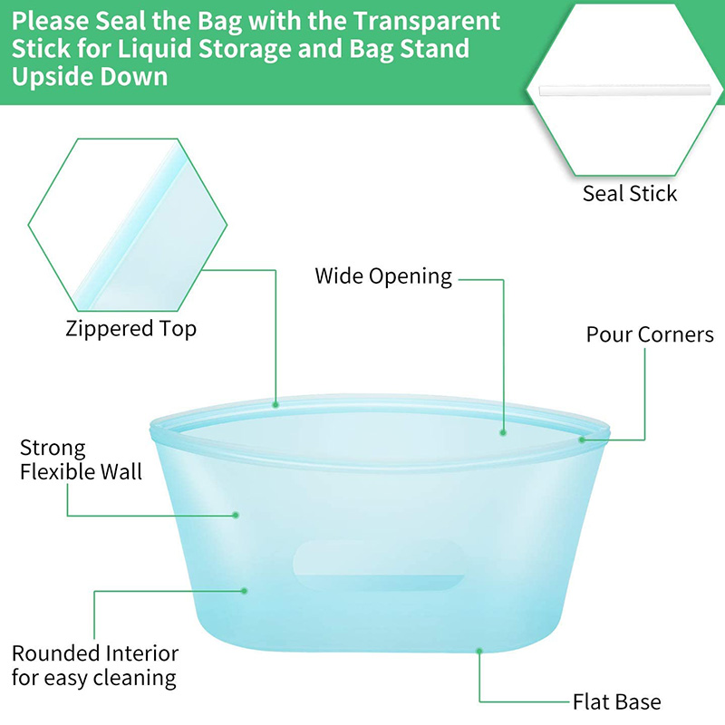 hot selling 2023 Stand Up Zip Leakproof Containers Wrap Ziplock reusable ziplock food storage silicone fresh-keeping bag