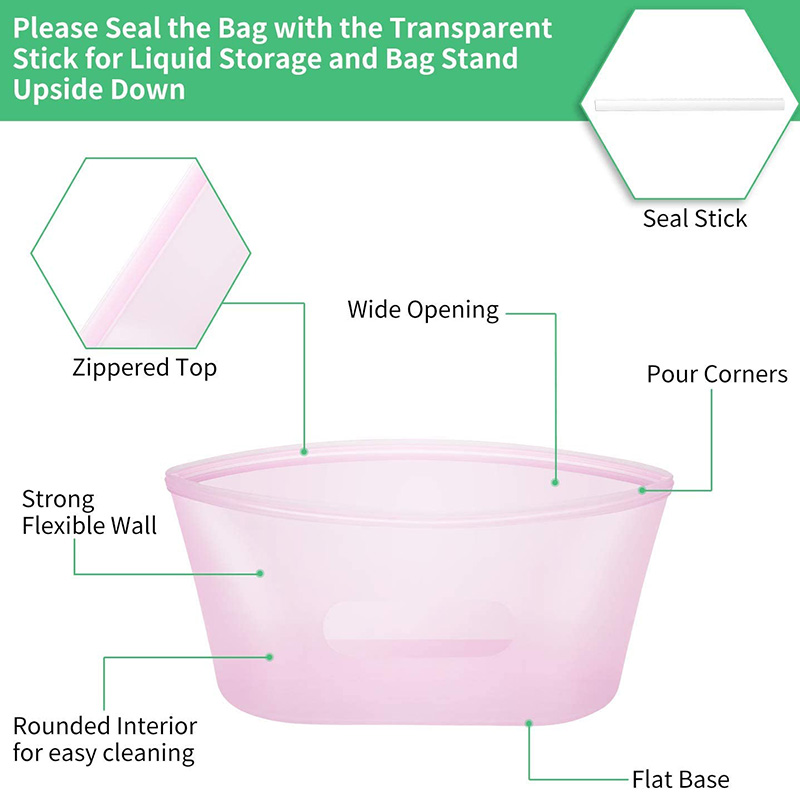 hot selling 2023 Stand Up Zip Leakproof Containers Wrap Ziplock reusable ziplock food storage silicone fresh-keeping bag