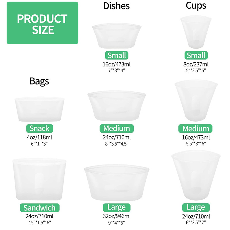 hot selling 2023 Stand Up Zip Leakproof Containers Wrap Ziplock reusable ziplock food storage silicone fresh-keeping bag