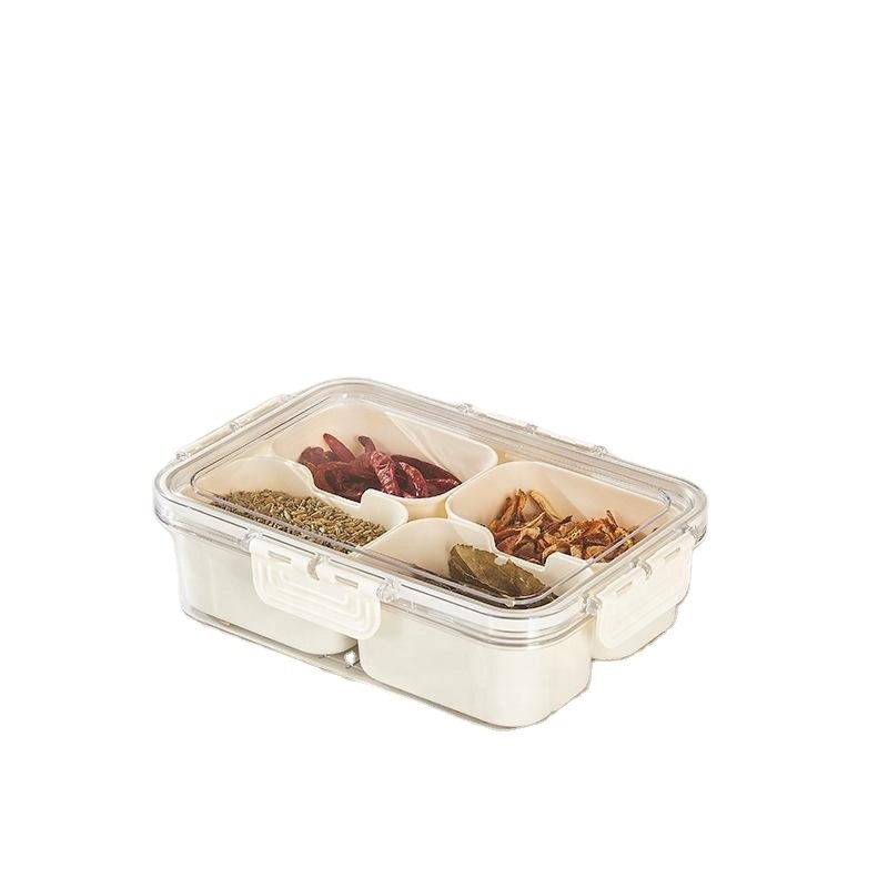 Modern 8-Compartment Plastic Serving Tray with Lid and Handle Removable Divided Platter for Food Storage Containers
