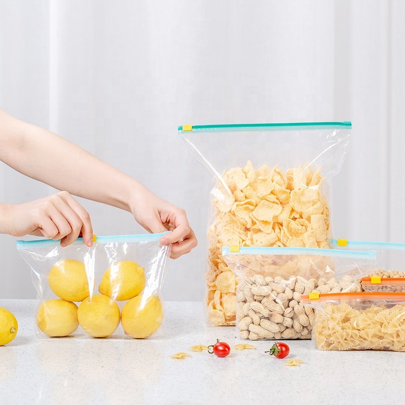 OEM Custom resealable transparent LDPE food storage freezer slider zipper bag cookie Jewelry Slider double zipper Packaging Bags