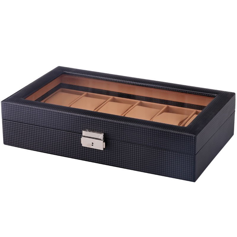 12 Girds Carbon Fiber Luxury Watch Box Jewelry Storage Box Organizer for Watch Bracelet Display Holder Case