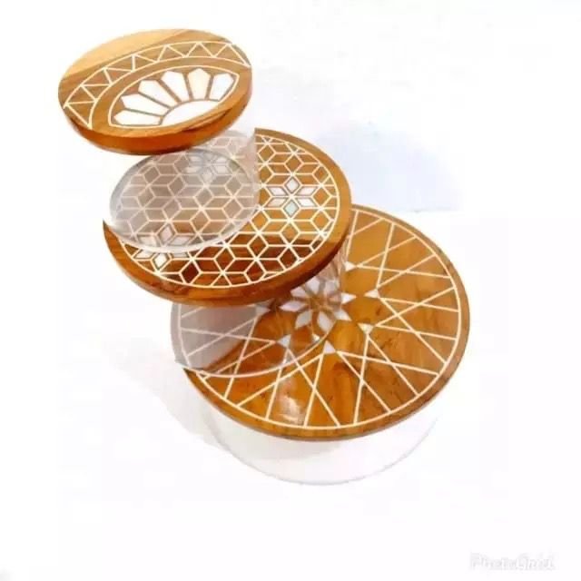 Latest Design Acrylic Tray And Jar Box Wooden Lid Mop Inlay Tableware Home Hotel Restaurants Kitchen Usages Storage Boxes & Bins