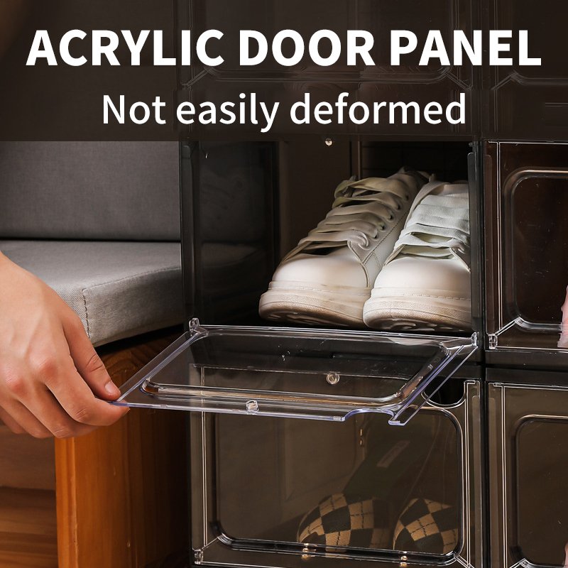 Hot Drop Front Transparent Shoe Case Plastic Stackable Sneaker Wholesale Acrylic Shoe Organizer Storage Box Magnetic Side Drop