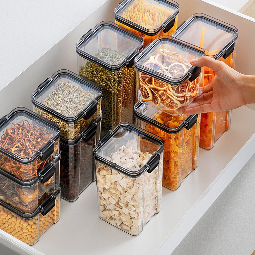 Kitchen Canisters PET Lids Food Storage Jar Home Organization Space Collapsible Storage Bins
