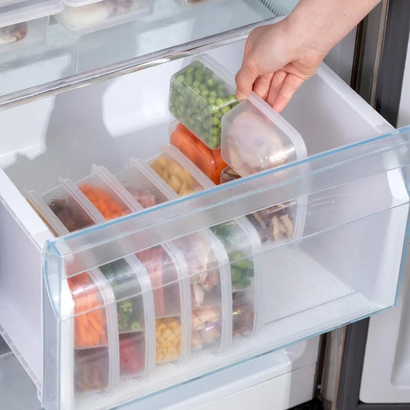 Refrigerator Storage Box Portable Sub-packed Keep Fresh Storage Container Compartment Freezer Box for Kitchen Organizer Supplies