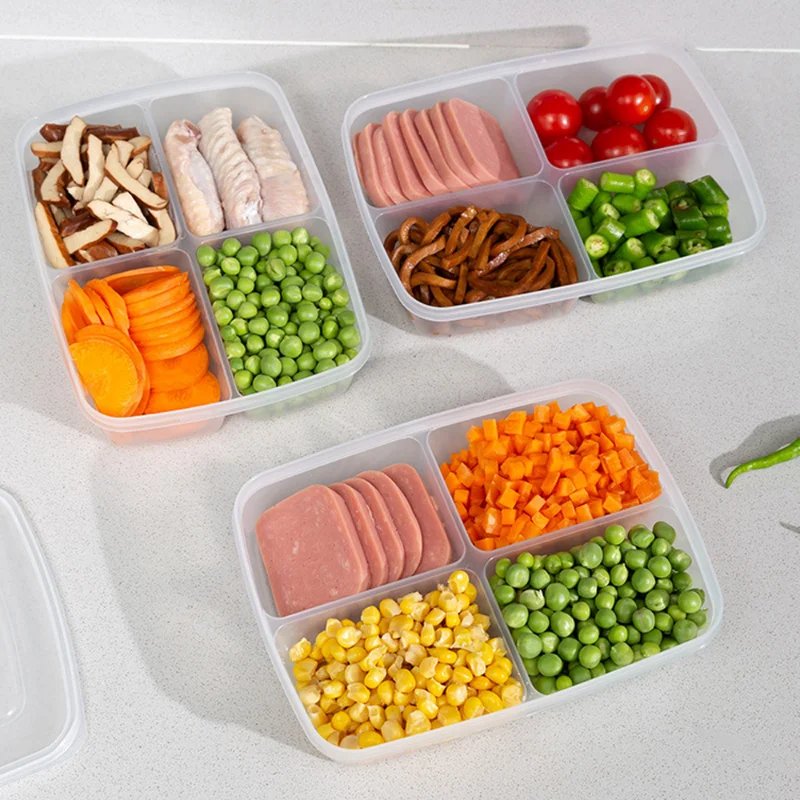 Refrigerator Storage Box Portable Sub-packed Keep Fresh Storage Container Compartment Freezer Box for Kitchen Organizer Supplies