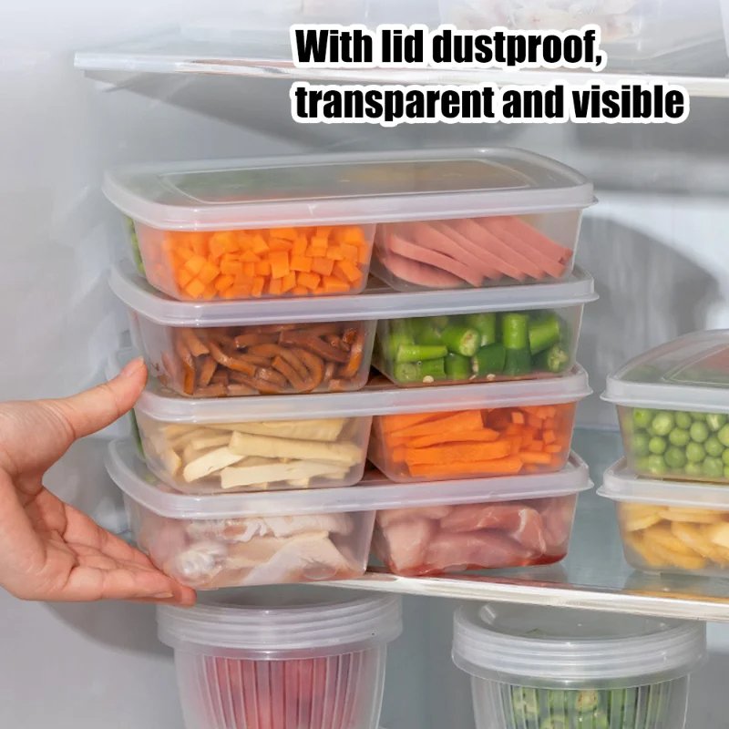 Refrigerator Storage Box Portable Sub-packed Keep Fresh Storage Container Compartment Freezer Box for Kitchen Organizer Supplies