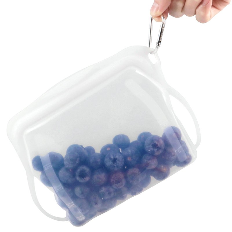 BPA Free Custom Reusable Food Silicone Zipper Snack Fruit Bags Kitchen Silicone Zip-lock Food Storage Pouch Bag and Container