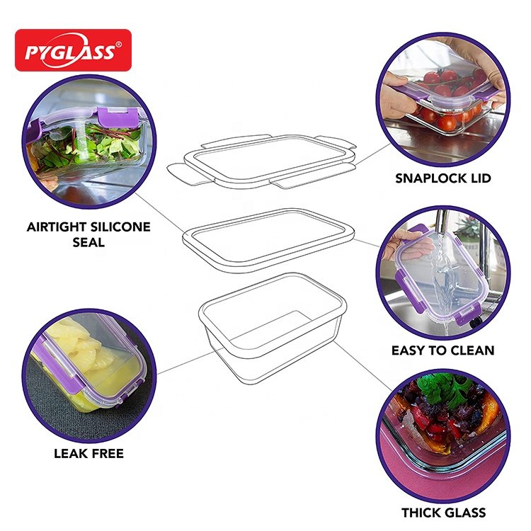 Glass Food Storage Containers 10 Pack, Glass Meal Prep Containers with Snap Lock Lids- Lunch Boxes (10 Containers & 10 Lids)