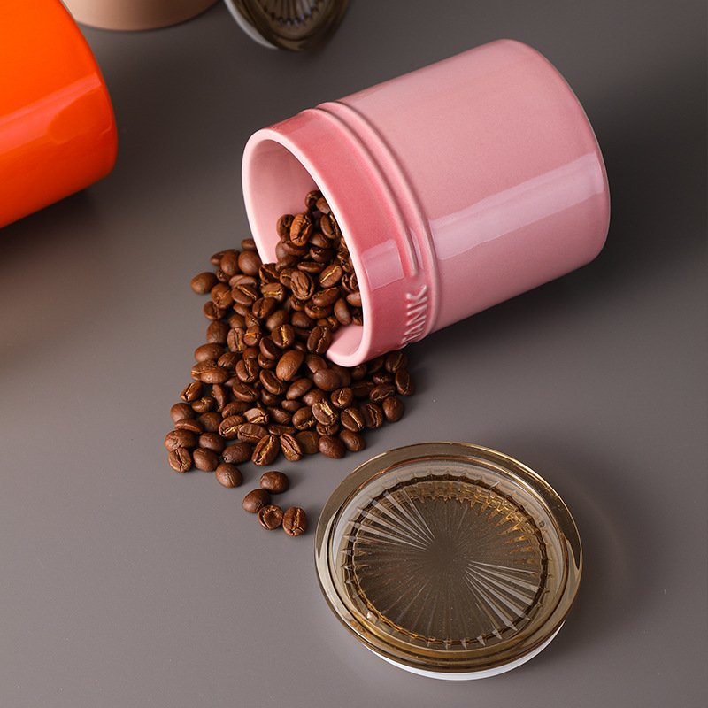 Modern Design Colorful Ceramic Snack Bottle Holder Kitchen Supplies Storage Tank Lid Sealed Jar Drawer Style Condiments Canister