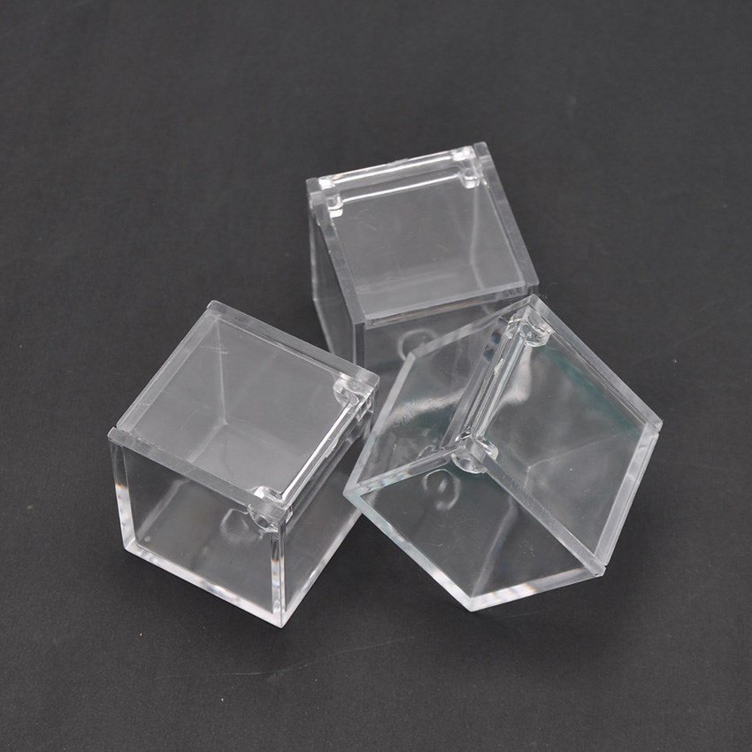 4.5x4.5x4.5cm Clear Plastic Square Cube Small Plastic Storage Box with Lid Square Clear Containers Box for Candy