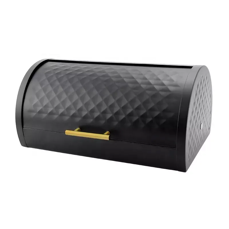 HausRoland small loaf bread box case countertop metal bread bin storage box with lid