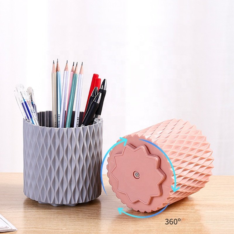 Lakuna 360 Degree Rotating Large Capacity Makeup Brush Bucket Portable Brush Storage Box Dust-proof Holder