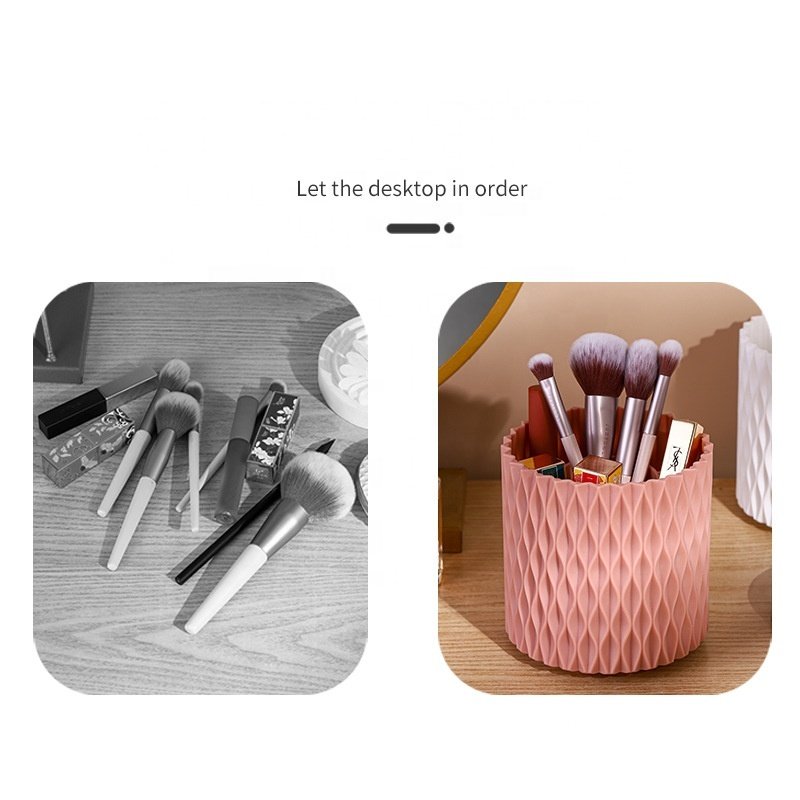 Lakuna 360 Degree Rotating Large Capacity Makeup Brush Bucket Portable Brush Storage Box Dust-proof Holder