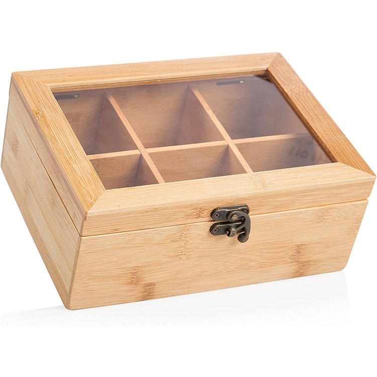 Bamboo tea box storage box for tea bag kitchen storage box