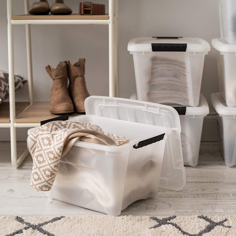 11L/12Qt Plastic Storage Bin boxes Tote Organizing Container with Durable Lid and Secure Latching Buckles Stackable and Nestable