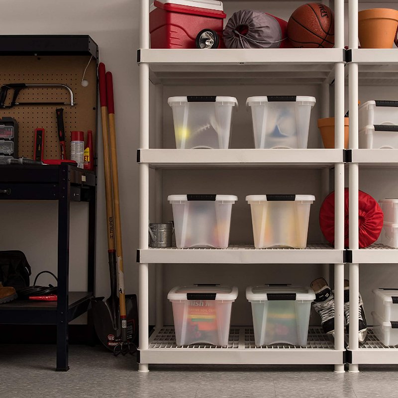 11L/12Qt Plastic Storage Bin boxes Tote Organizing Container with Durable Lid and Secure Latching Buckles Stackable and Nestable