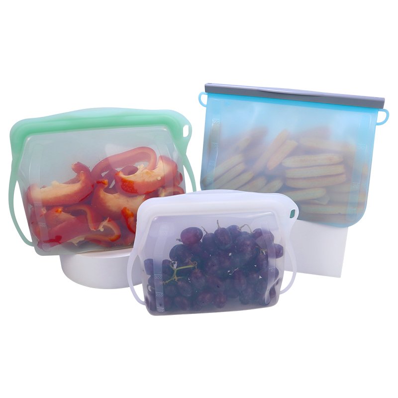 Best Eco-friendly Silicone Food Grade Reusable 1000ml Silicone Keep Food Fresh Storage Bags Folding Pouch Bag for Food Package