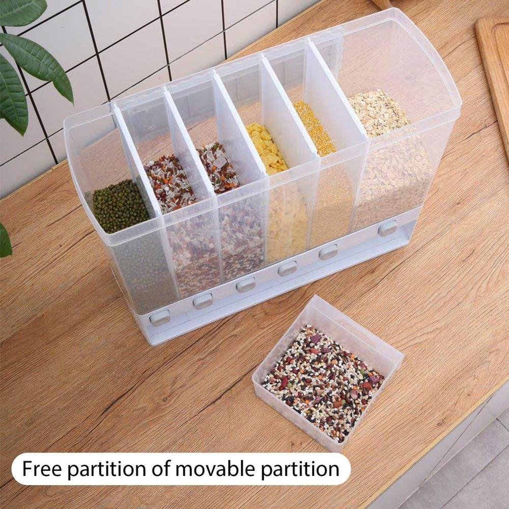 Large Capacity Multi-Compartment Wall-Mounted Rice Storage Box Moisture-Proof and Insect-Proof Sealed Pull Coarse Grain Tank