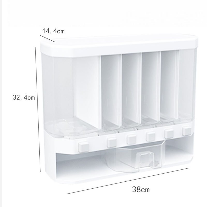 Large Capacity Multi-Compartment Wall-Mounted Rice Storage Box Moisture-Proof and Insect-Proof Sealed Pull Coarse Grain Tank