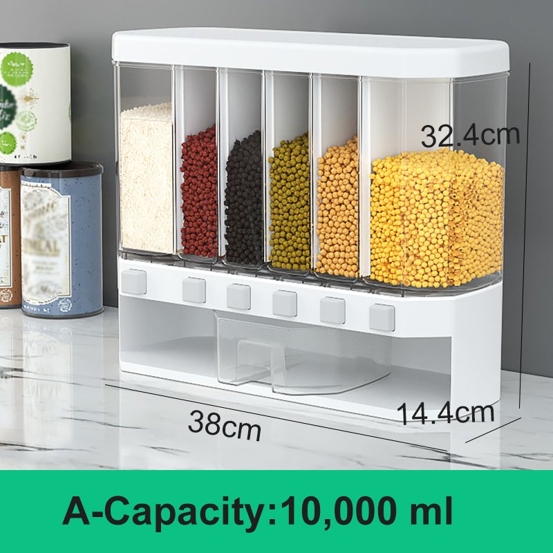 Large Capacity Multi-Compartment Wall-Mounted Rice Storage Box Moisture-Proof and Insect-Proof Sealed Pull Coarse Grain Tank