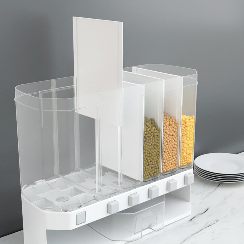 Large Capacity Multi-Compartment Wall-Mounted Rice Storage Box Moisture-Proof and Insect-Proof Sealed Pull Coarse Grain Tank