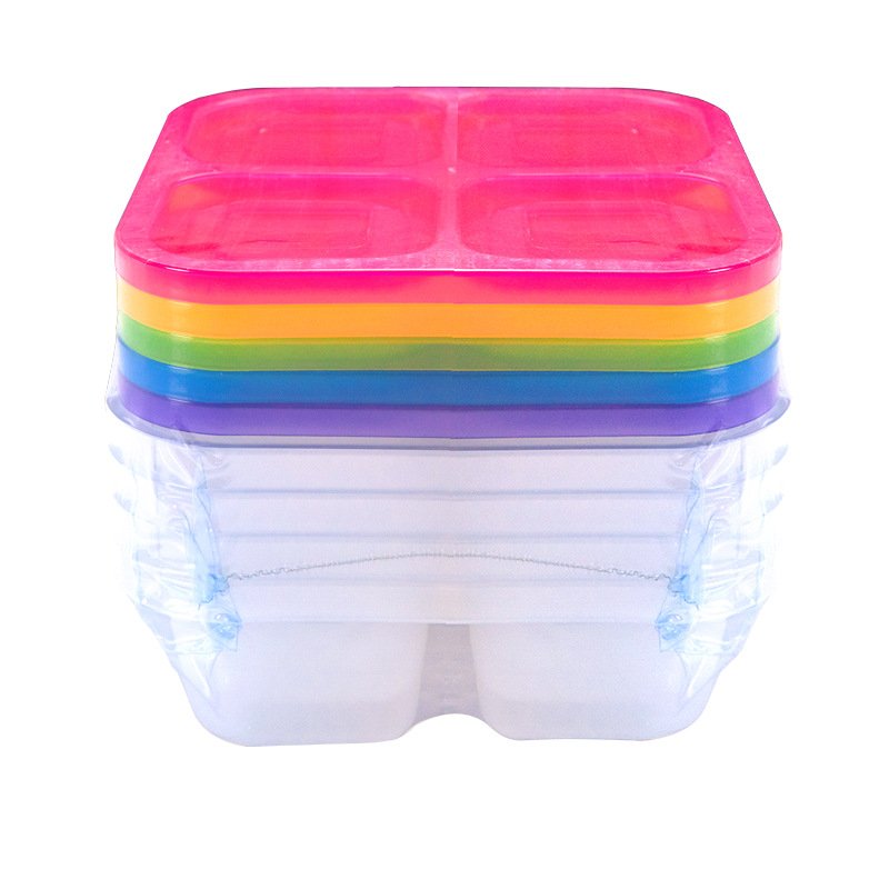 5 PCS Bento Snack Containers reusable with 4 compartments divided food lunchable storage containers for school work and travel