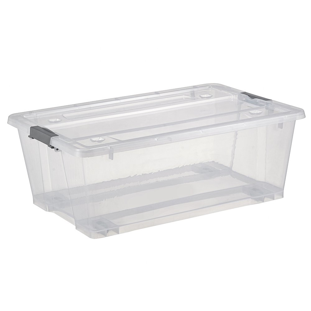30L clear plastic clothes storage box with wheels and handle
