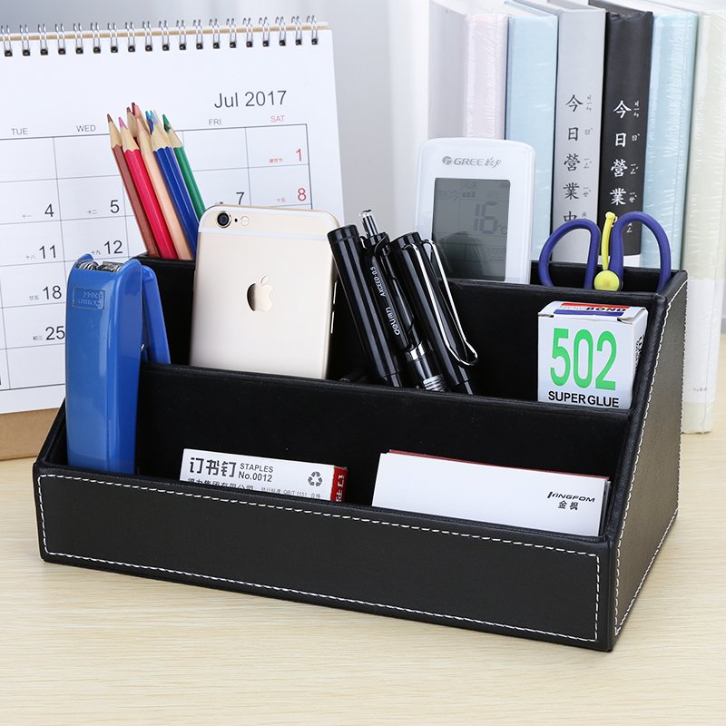Office Storage Desk Organizer Leather Storage Box