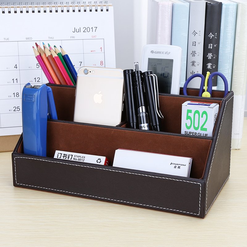 Office Storage Desk Organizer Leather Storage Box
