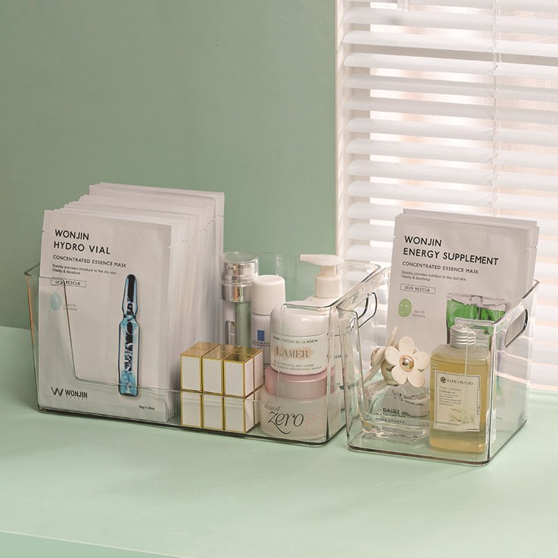 Home Office Clear Transparent Plastic PET Sundries Storage Box Desk Organizer Plastic Storage Container Bins
