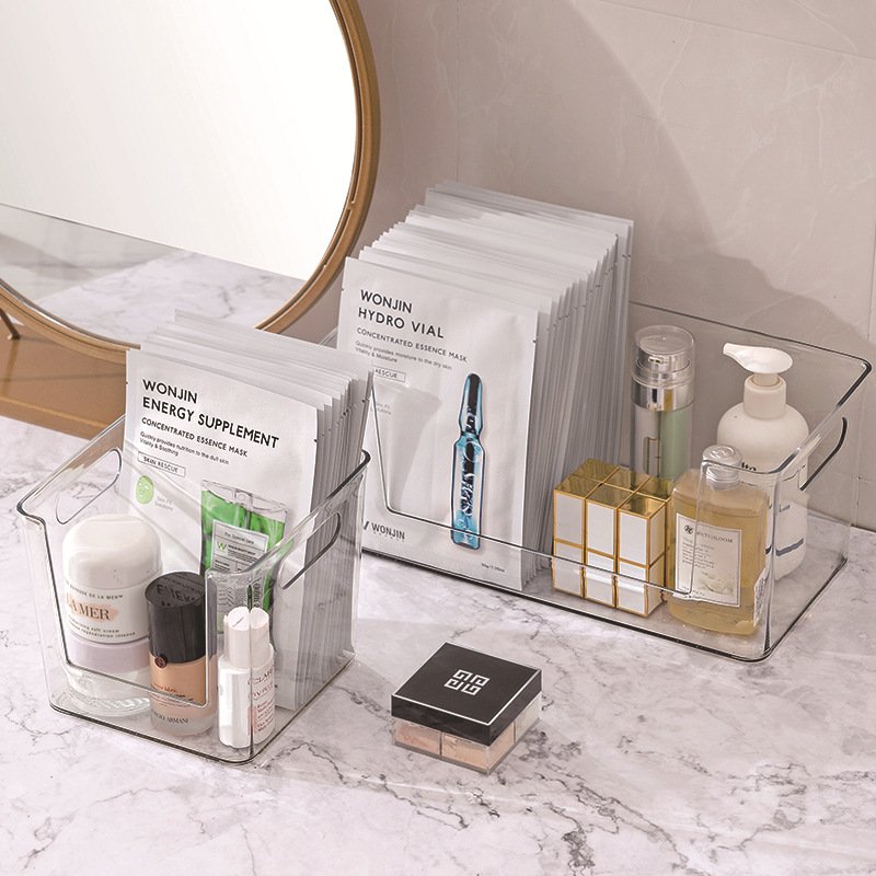 Home Office Clear Transparent Plastic PET Sundries Storage Box Desk Organizer Plastic Storage Container Bins