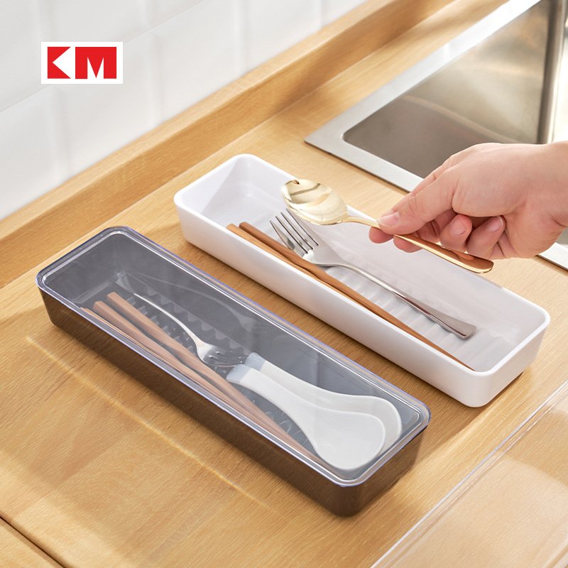 KM1373 Kitchen Chopstick Box Tabletop Tableware Pp Storage Box For Spoon Storage Box