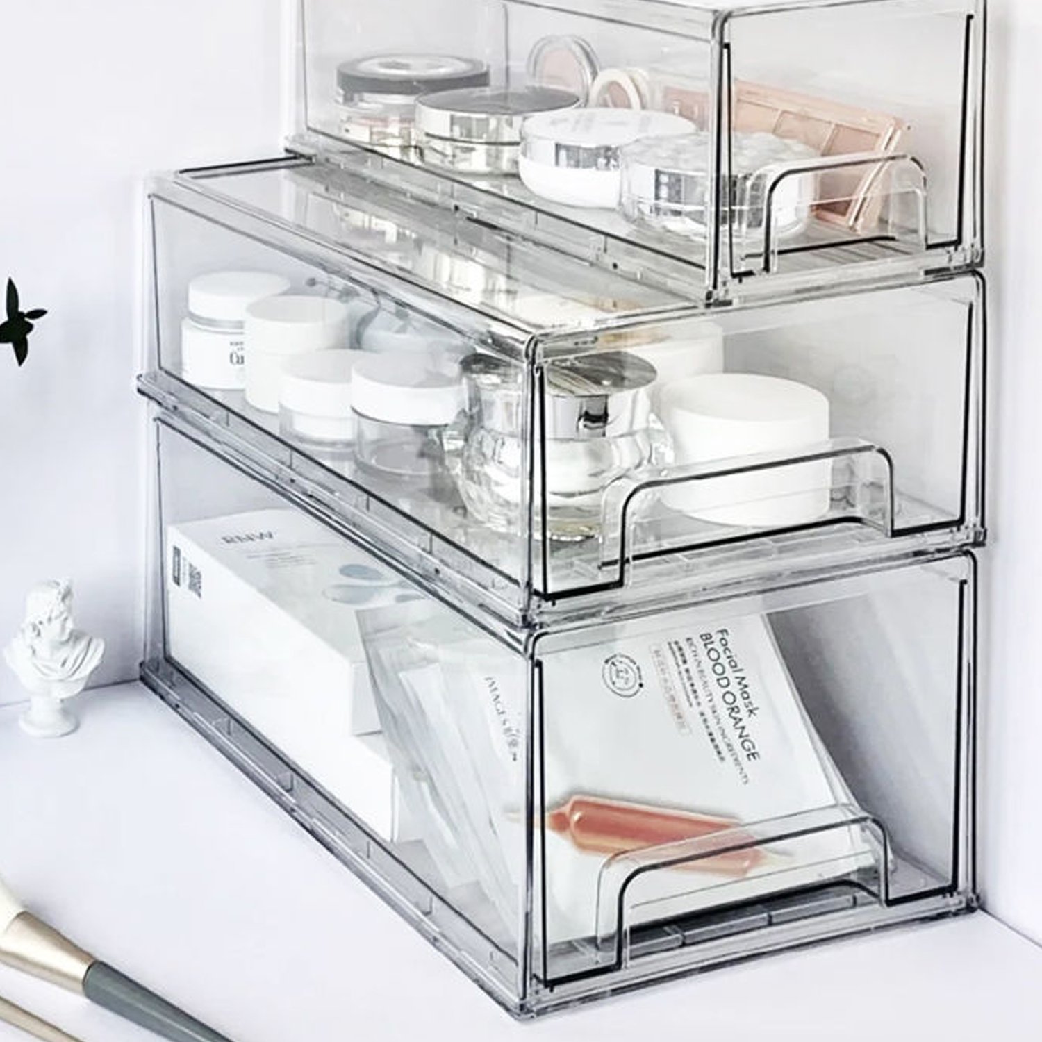 Fridge Drawers Stackable Organizer Bins Food Storage Containers for Kitchen Refrigerator Freezer Vanity Fridge Organization