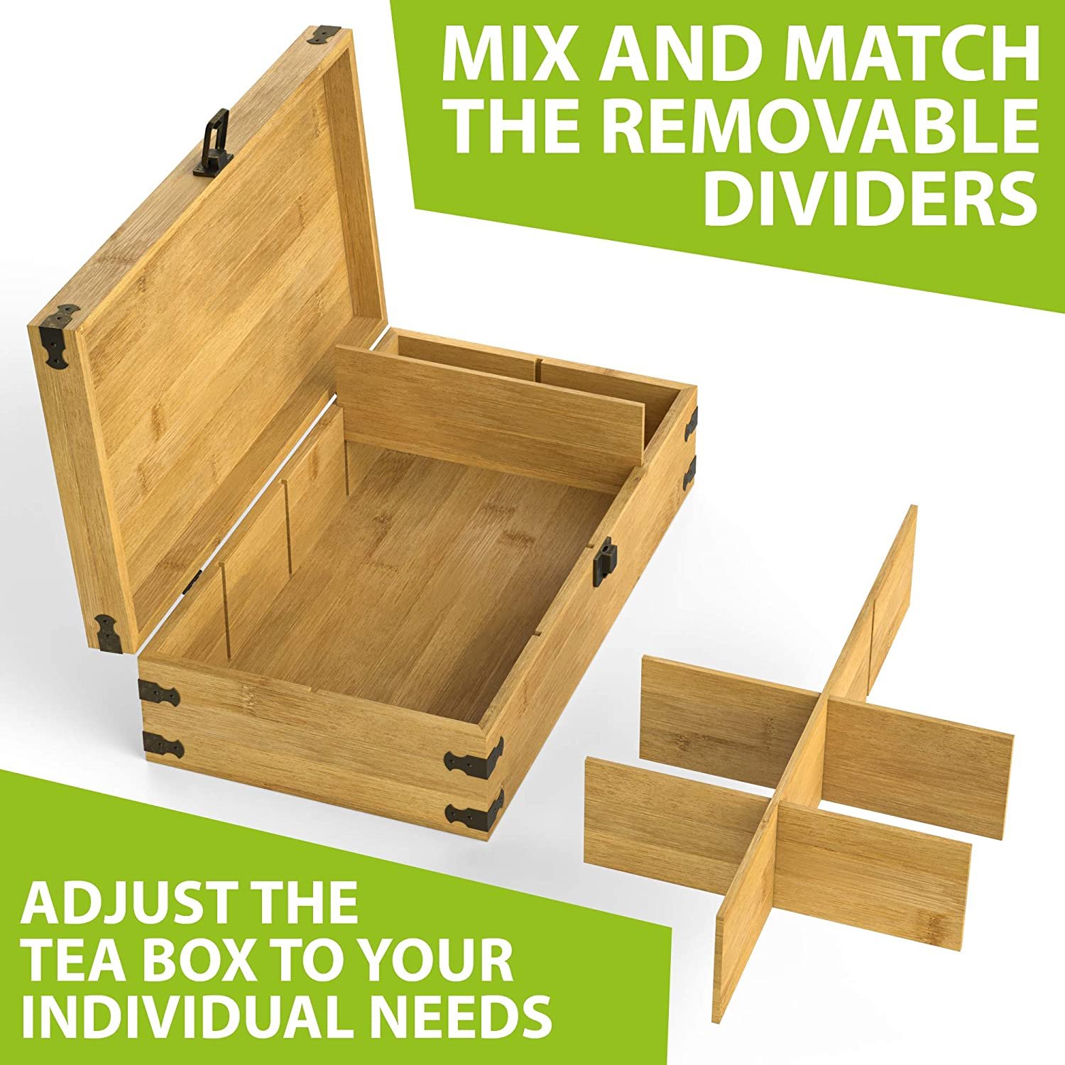 Combohome Eco friendly Bamboo Wooden Tea Bag Storage Stash Box Packaging Organizer Storage Box with Lid