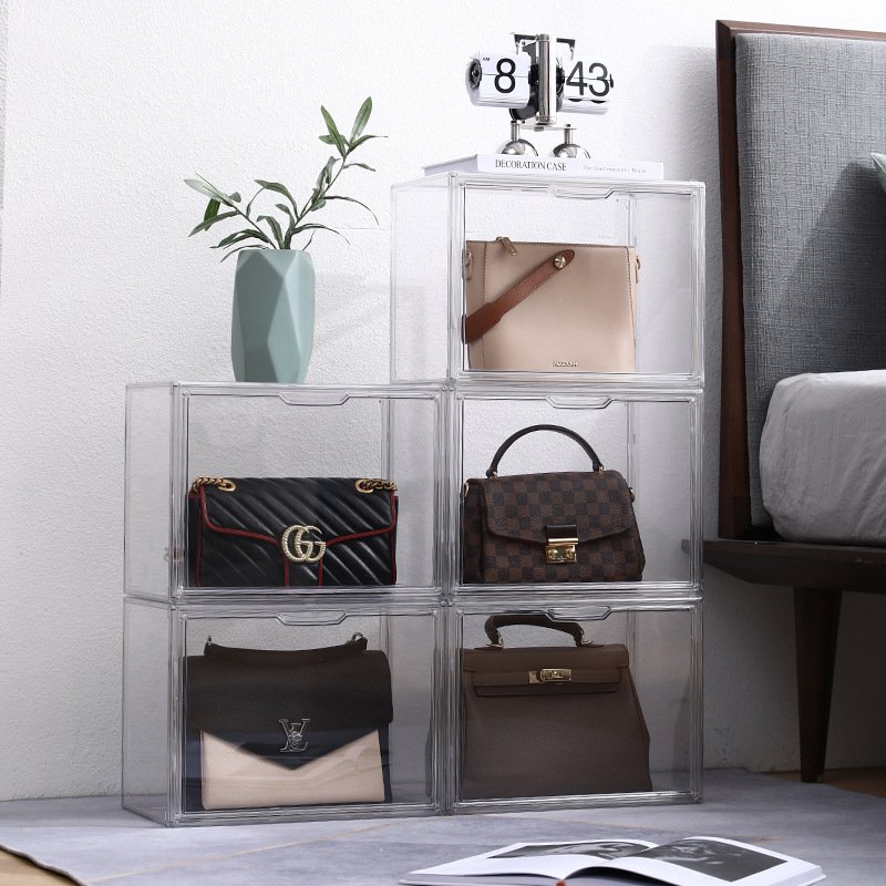 high-capacity reinforced acrylic storage display frame high-quality transparent dust-proof handbag book storage box organizer