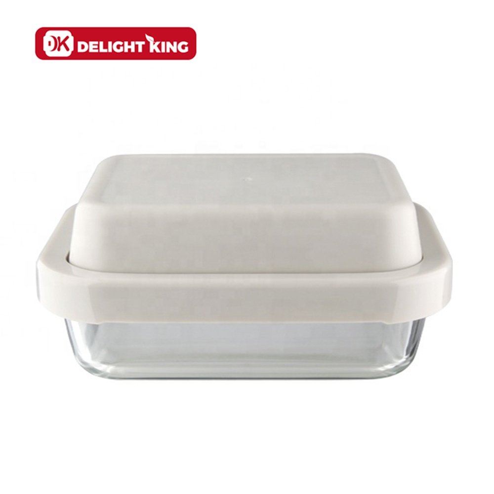 2Compartments Glass Food Container Nested Bento Lunch Box Large Reversible Glass Food containers portable