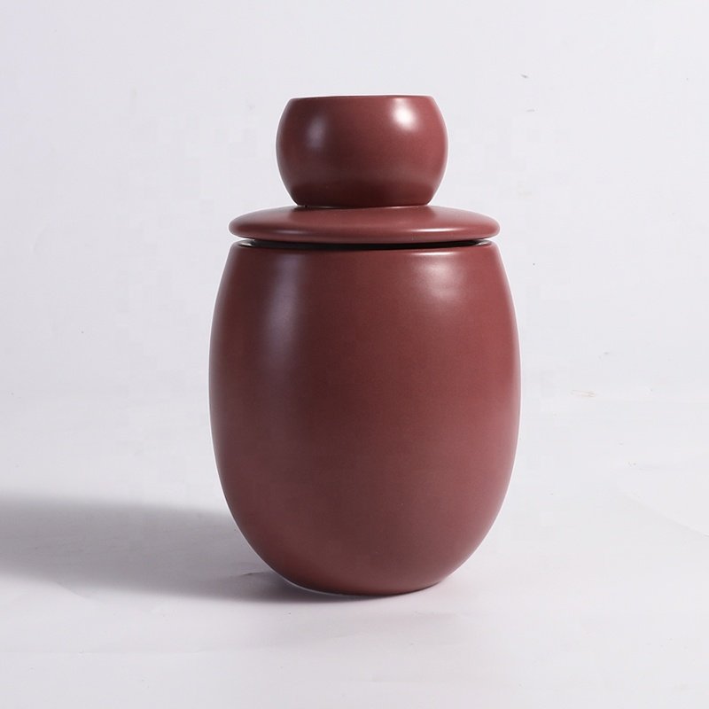 Tivray Custom Style Home Kitchen Air Tight Ceramic Storage Jar Vintage Red Container with Seal Lid for Home Use