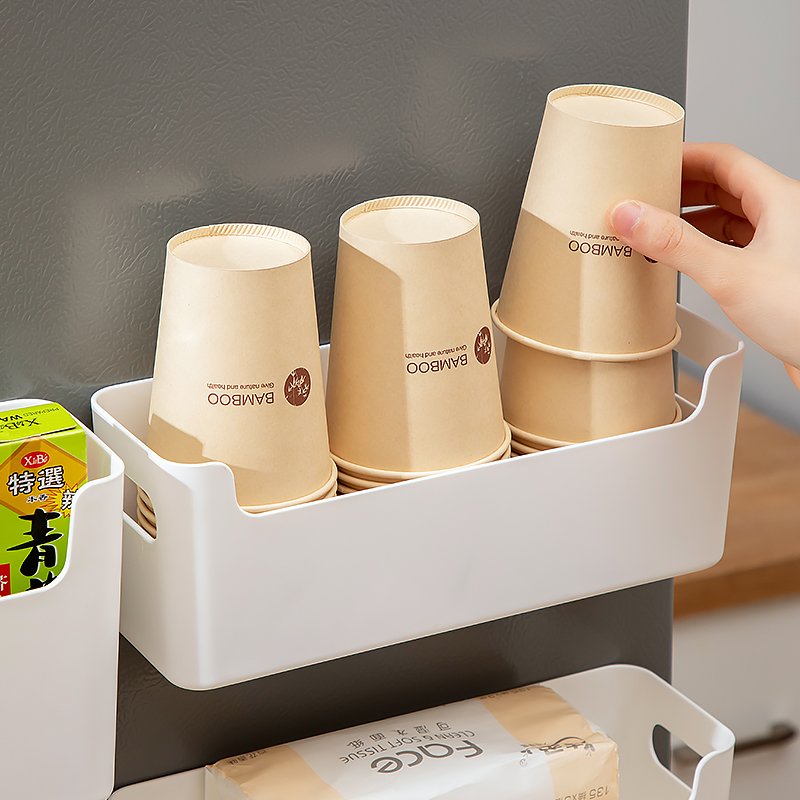 Kitchen Fridge Storage Container Hanging Plastic Organizer For Tea Room Cup Holder Wall Mounted Storage Box