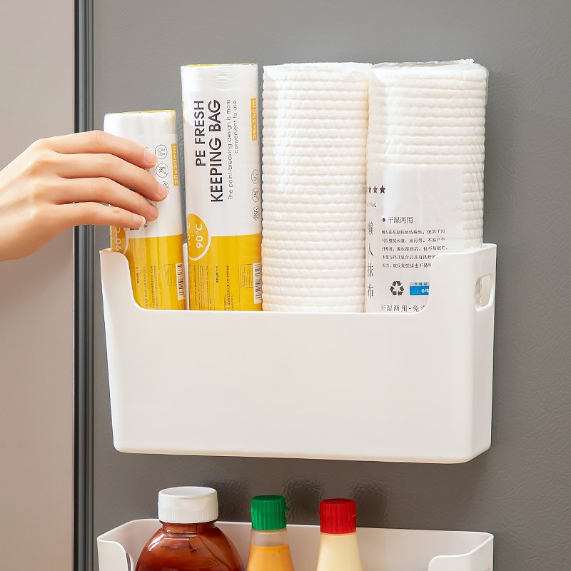Kitchen Fridge Storage Container Hanging Plastic Organizer For Tea Room Cup Holder Wall Mounted Storage Box