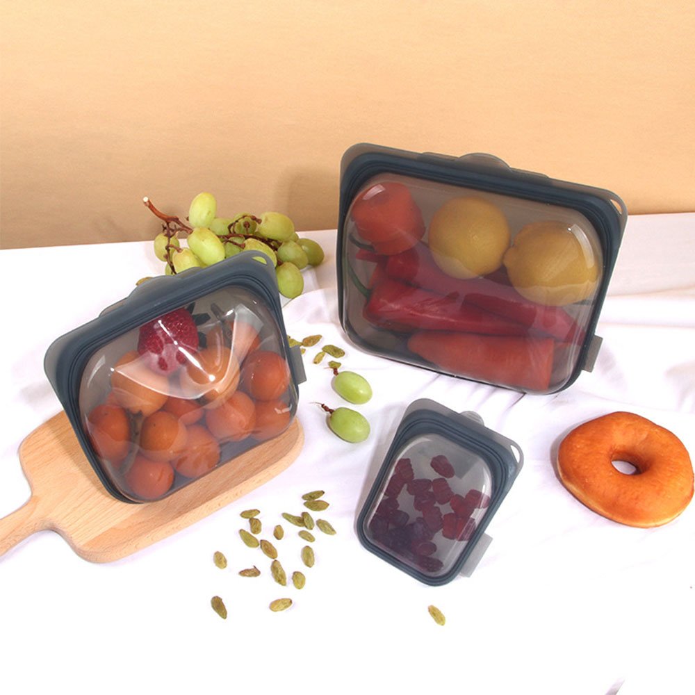 Factory Direct Sales Kitchen Food Storage with Date Food Grade Silicone Food Packaging Ziplock Bag Silicone Storage Bag