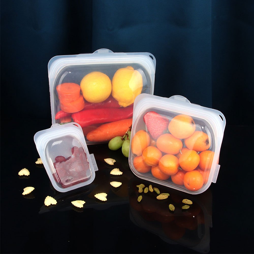 Factory Direct Sales Kitchen Food Storage with Date Food Grade Silicone Food Packaging Ziplock Bag Silicone Storage Bag